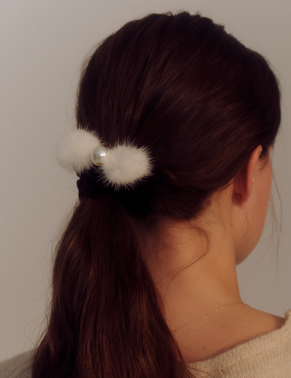 Pearly Soft fur hair Scrunchie