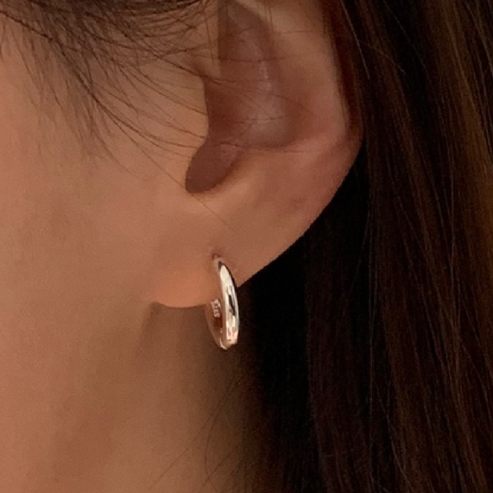 [BARADU 925] Basic mini tube hoop earrings