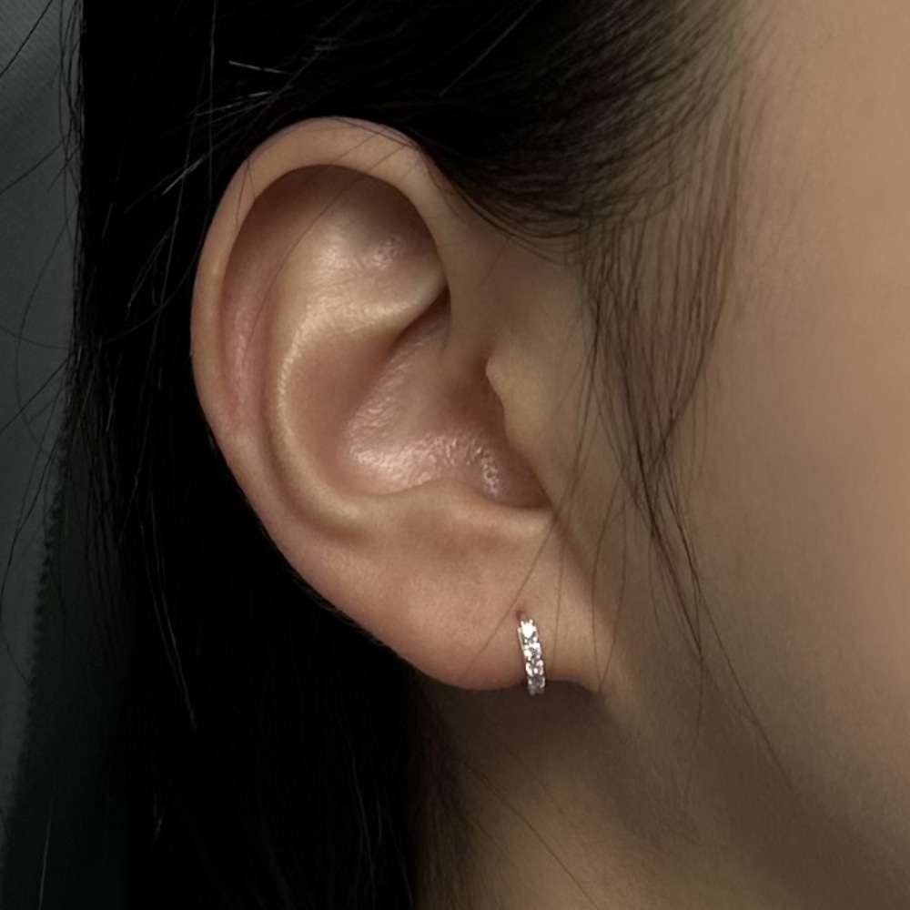 [BARADU 925] Pave mini round hoop earrings