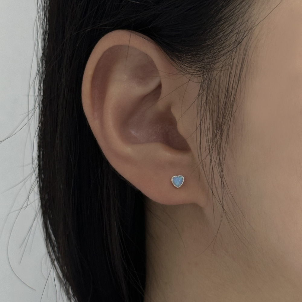 [BARADU 925] Opal miniheart piercing (single)