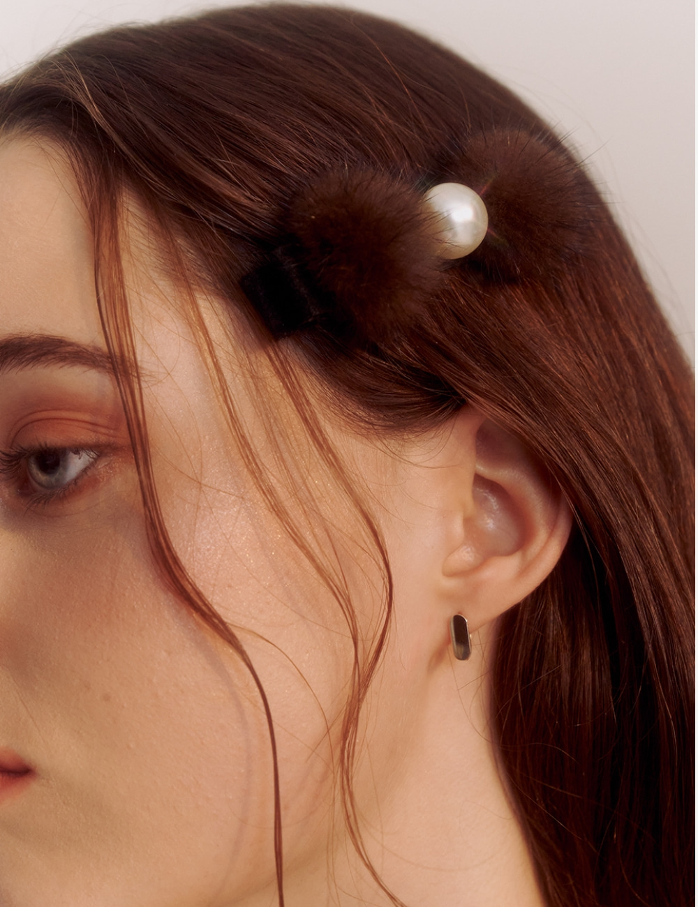 Pearly Soft fur hair clip
