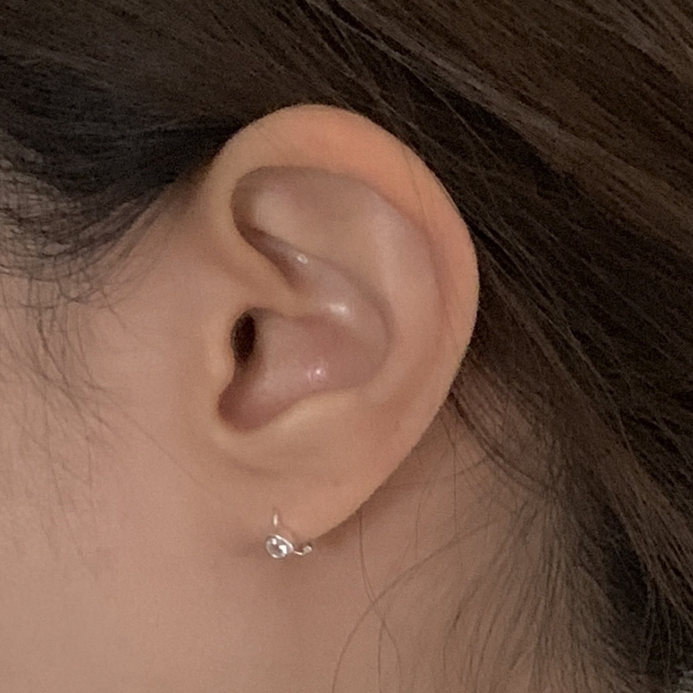 [BARADU 925] Minimal bezel hoop earrings