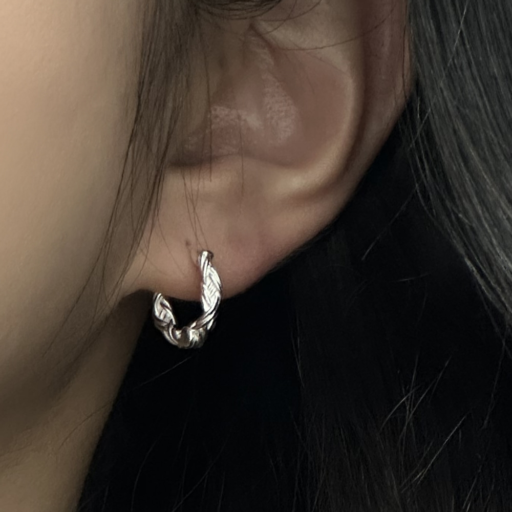 [BARADU 925] Twist rope hoop earrings