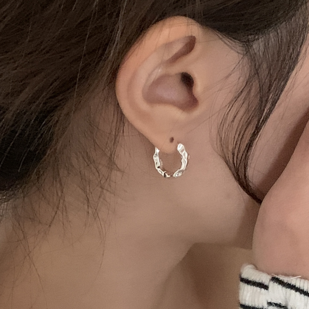 [BARADU 925] Melting bumpy hoop earrings